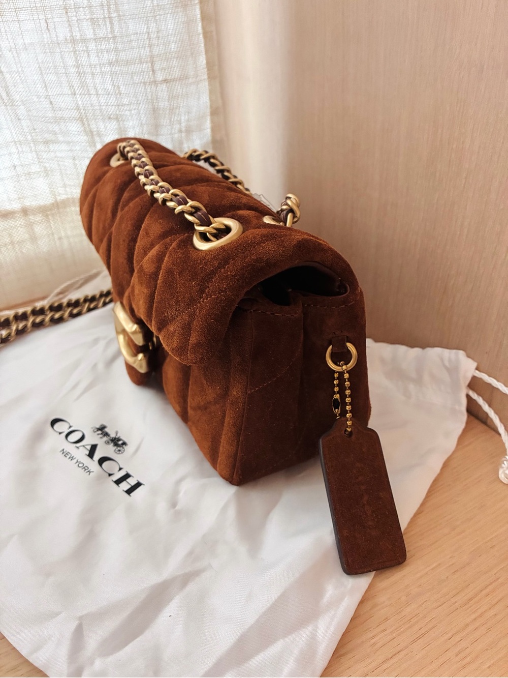 NWT❤️Coach Tabby Shoulder Bag 20 With Quilting Suede Warm Brown Crossbody CCK48 - Picture 10 of 12